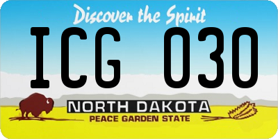 ND license plate ICG030