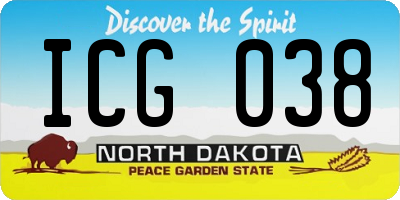 ND license plate ICG038