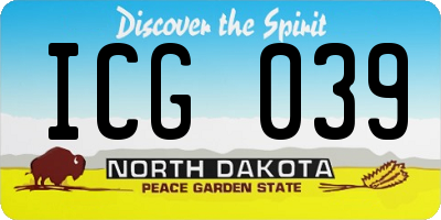 ND license plate ICG039