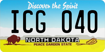 ND license plate ICG040