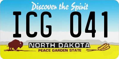 ND license plate ICG041
