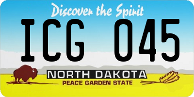 ND license plate ICG045