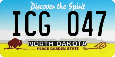 ND license plate ICG047