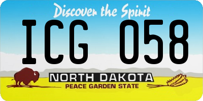 ND license plate ICG058