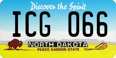 ND license plate ICG066