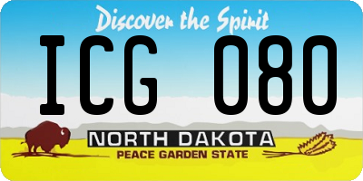 ND license plate ICG080