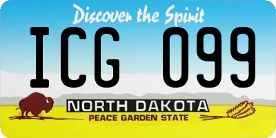 ND license plate ICG099