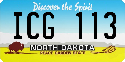 ND license plate ICG113