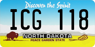 ND license plate ICG118