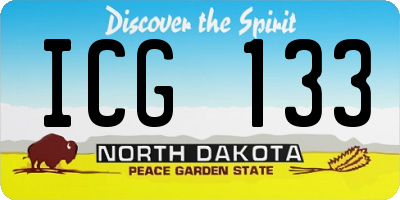 ND license plate ICG133