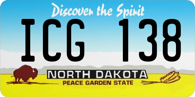 ND license plate ICG138