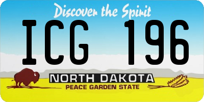 ND license plate ICG196