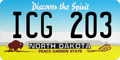 ND license plate ICG203
