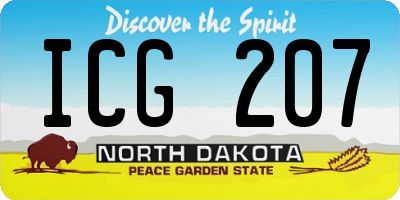 ND license plate ICG207