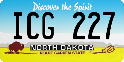 ND license plate ICG227