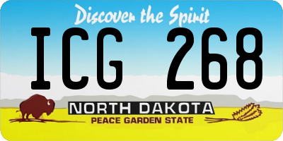 ND license plate ICG268