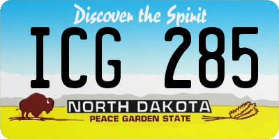 ND license plate ICG285
