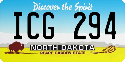 ND license plate ICG294