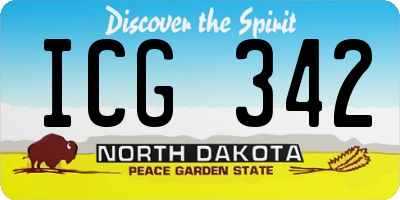 ND license plate ICG342