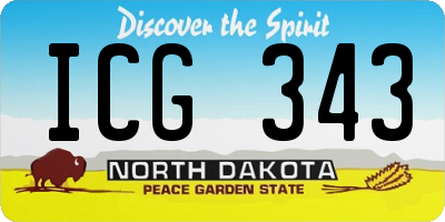 ND license plate ICG343