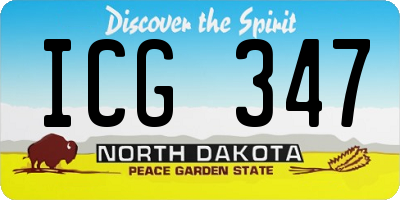 ND license plate ICG347