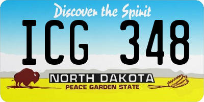 ND license plate ICG348