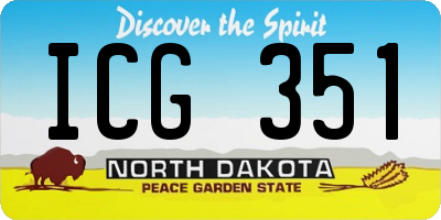 ND license plate ICG351
