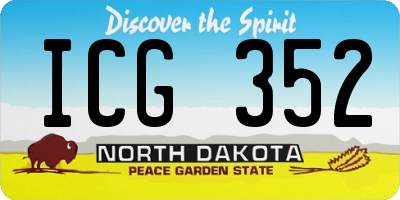 ND license plate ICG352