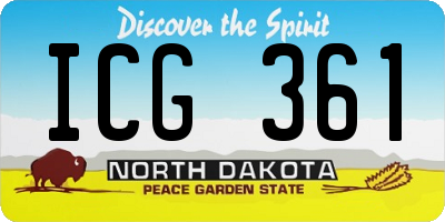 ND license plate ICG361