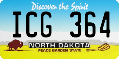 ND license plate ICG364
