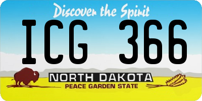 ND license plate ICG366