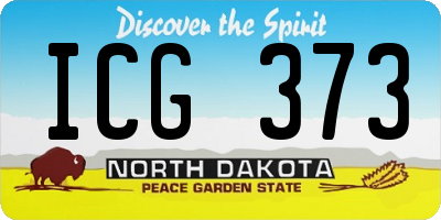 ND license plate ICG373