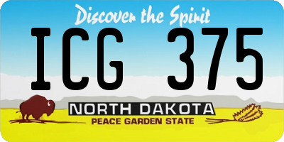 ND license plate ICG375