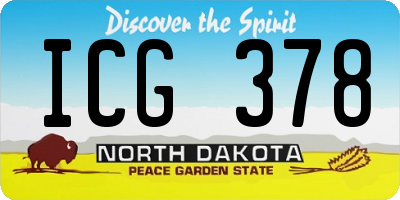 ND license plate ICG378