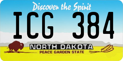 ND license plate ICG384