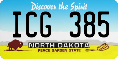 ND license plate ICG385