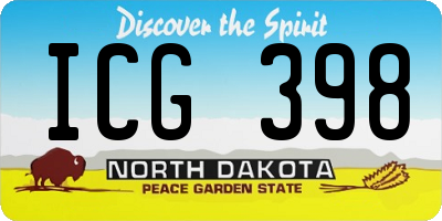 ND license plate ICG398