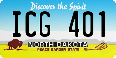 ND license plate ICG401