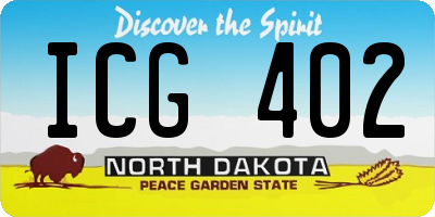 ND license plate ICG402