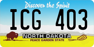 ND license plate ICG403