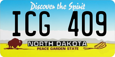 ND license plate ICG409