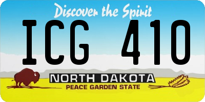 ND license plate ICG410