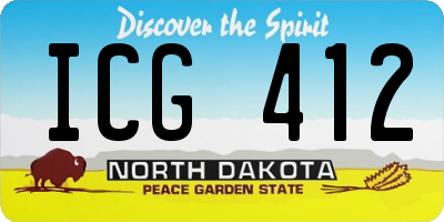 ND license plate ICG412