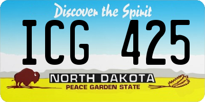 ND license plate ICG425