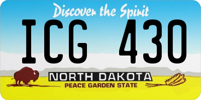 ND license plate ICG430
