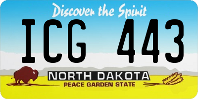 ND license plate ICG443