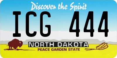 ND license plate ICG444