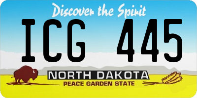 ND license plate ICG445
