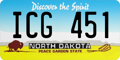 ND license plate ICG451