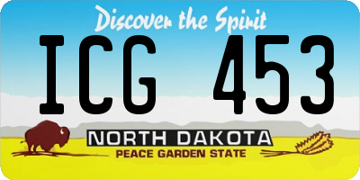 ND license plate ICG453